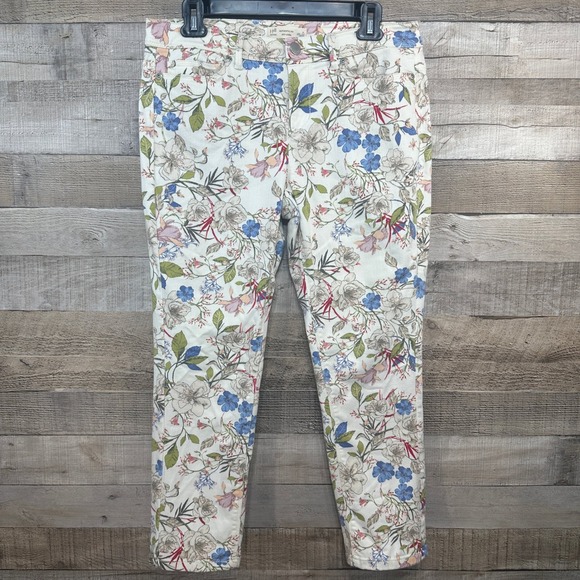 J. Jill Denim - J. Jill Denim Authentic Fit Slim Ankle Floral Print Jeans White Multicolor 8P